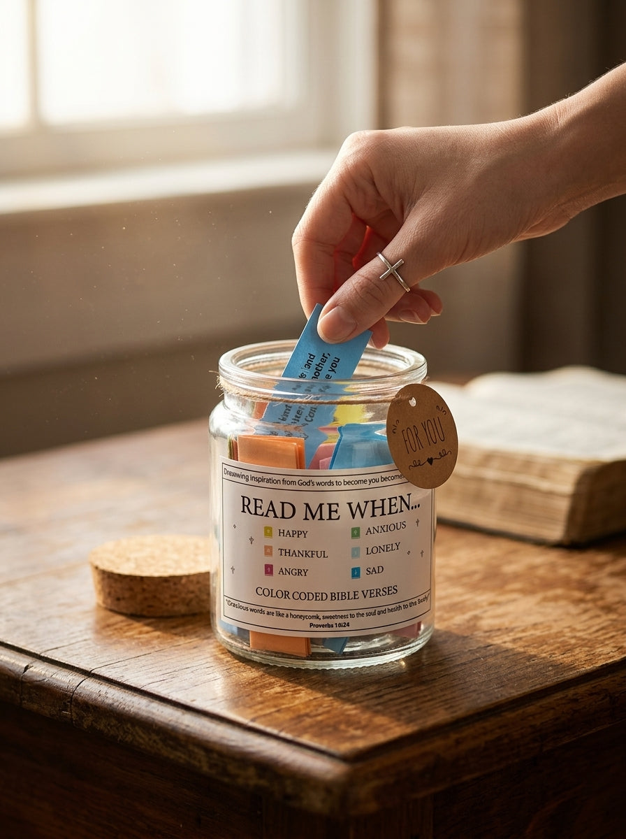 Bible Verse Jar — 90 Color-Coded Verses for Every Emotion