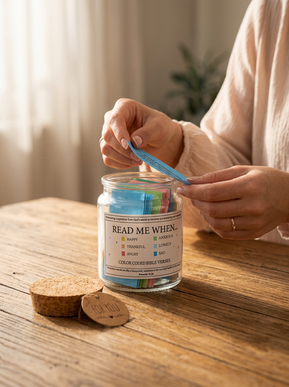 Bible Verse Jar — 90 Color-Coded Verses for Every Emotion